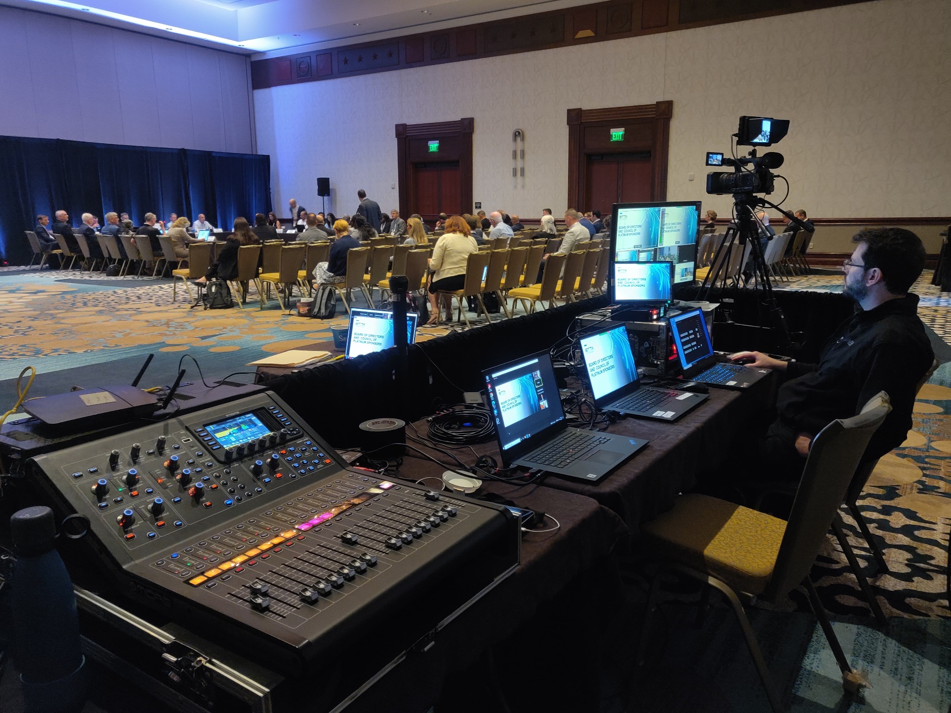 Corporate conference video and audio control booth